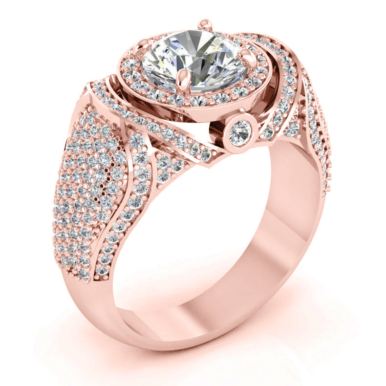 Products Big Round Diamond Men's Ring Accents 5.50 Carats White Gold 14K