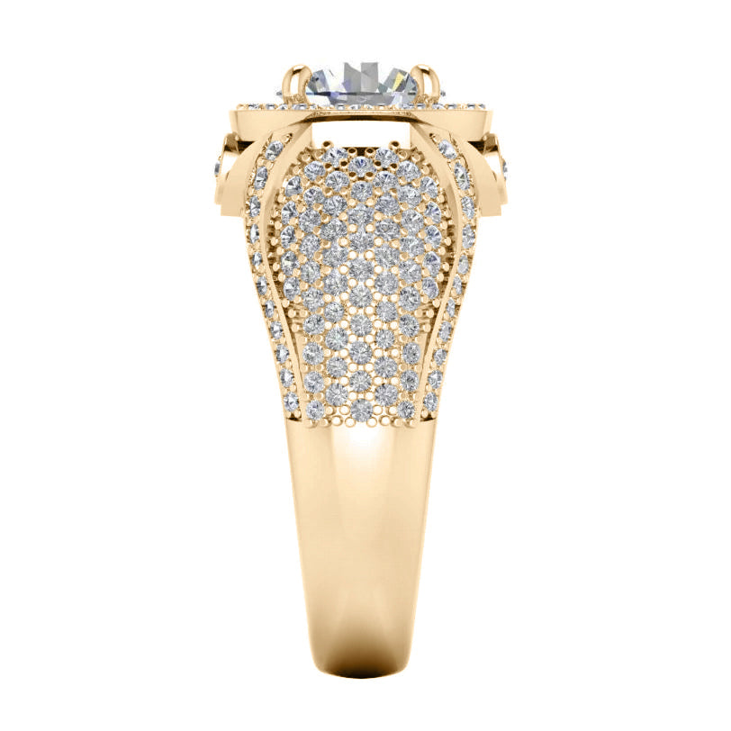 Products Big Round Diamond Men's Ring With Accents Carats White Gold 14K