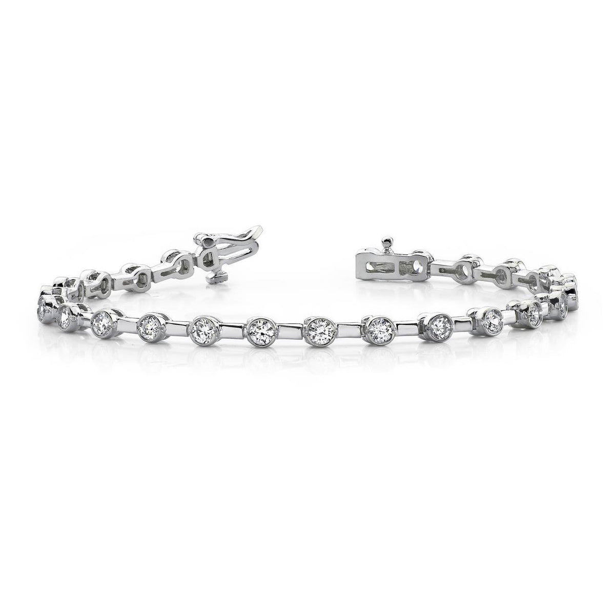 3.60 Carat Stylish Half Bezel Set Diamond Tennis Bracelet Gold 14K Tennis Bracelet
