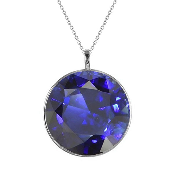 Solitaire Round Sri Lanka Sapphire Pendant Circle