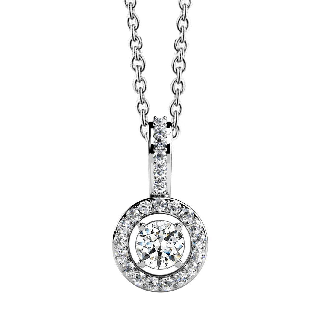 6 Ct Lab Grown Diamonds Stylish Circle Pendant Necklace White Gold 14K