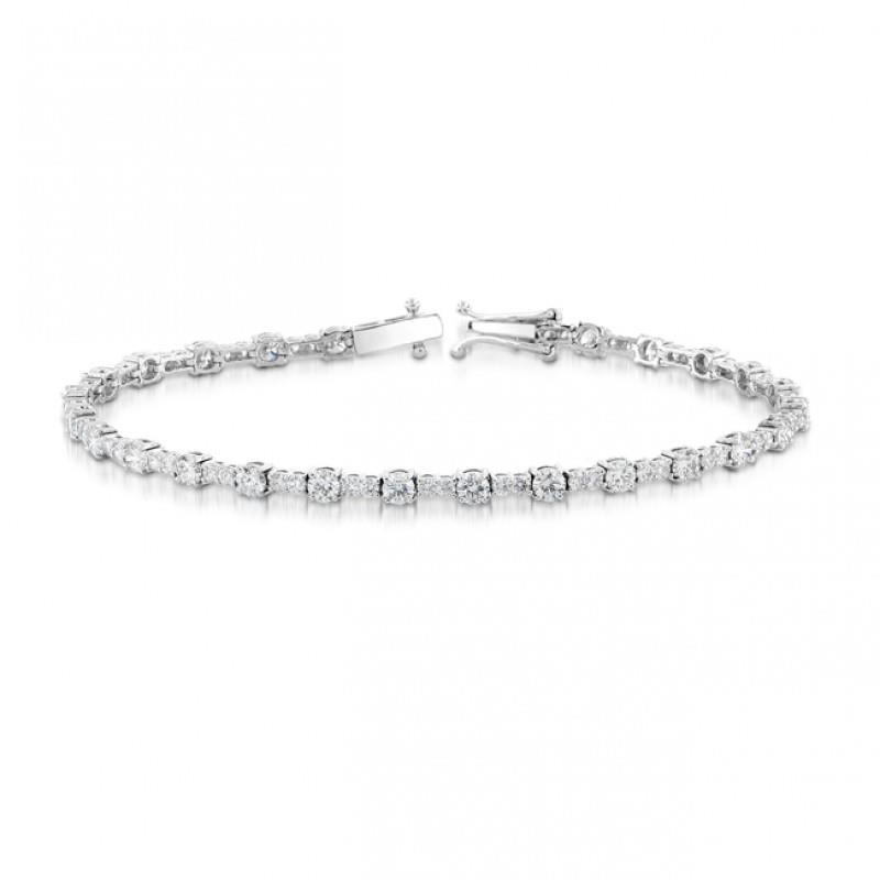 6 Carats Prong Set Round Cut Lab Grown Diamond Tennis Bracelet White Gold 10K