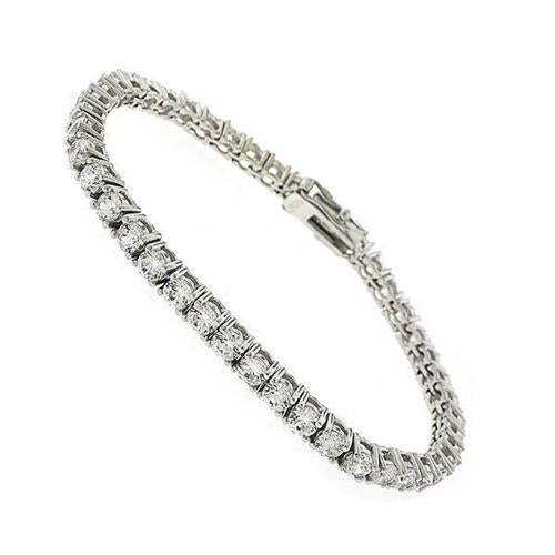 6 Carats Prong Set Round Cut Lab Grown Diamond Tennis Bracelet White Gold 14K1