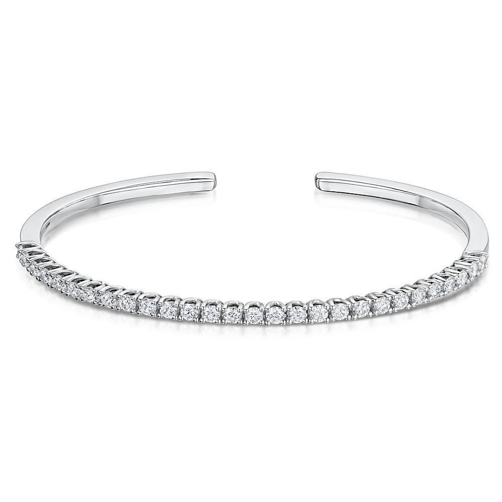 7 Ct Round Brilliant Cut Diamond Bangle Bracelet Solid 14K White Gold Bangle