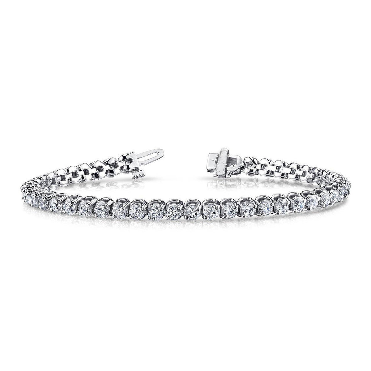 7.36 Carats Round Cut Lab Grown Diamond Bracelet Solid White Gold 10K
