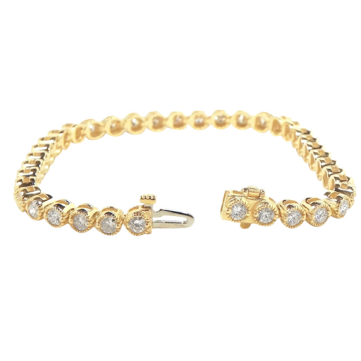 7.40 Ct Round Cut Lab Grown Diamond Tennis Bracelet Yellow Gold Jewelry
