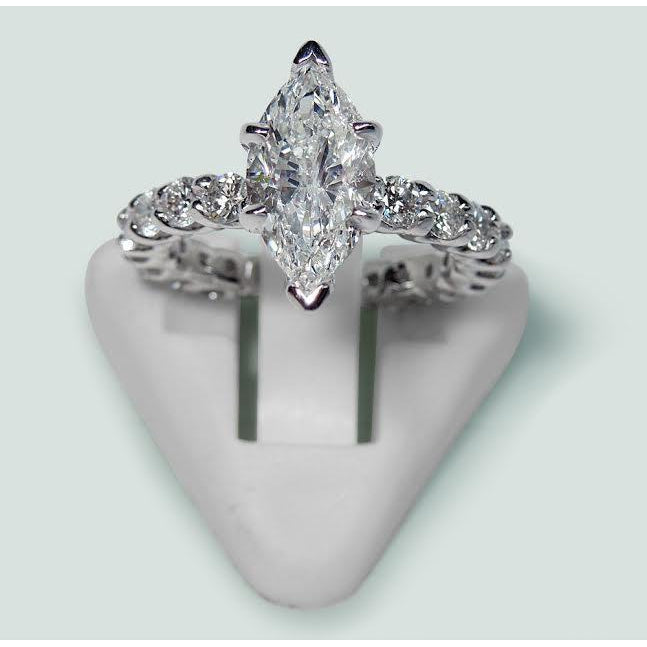 Engagement Ring Marquise And Round Diamond Engagement Ring White Gold