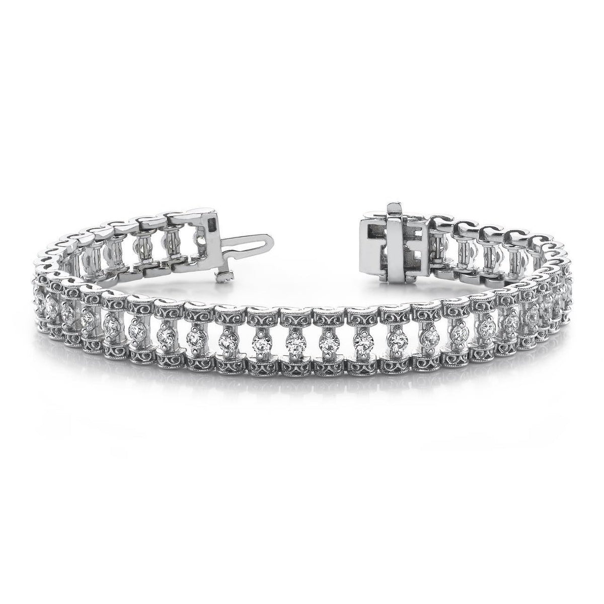 natural round diamond 6ct bracelet front view