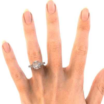 Three Stone Ring Oval Cut Diamond Three Stone Wedding Ring White Gold 14K 5 Carats