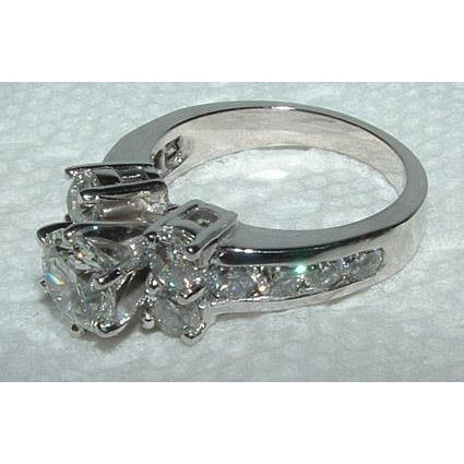 Solitaire Ring with Accents White Gold