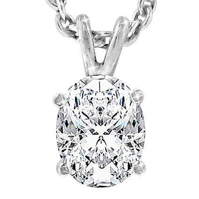 Oval Cut Natural Diamond Necklace Pendant Solid White Gold Jewelry 3 Carats Pendant