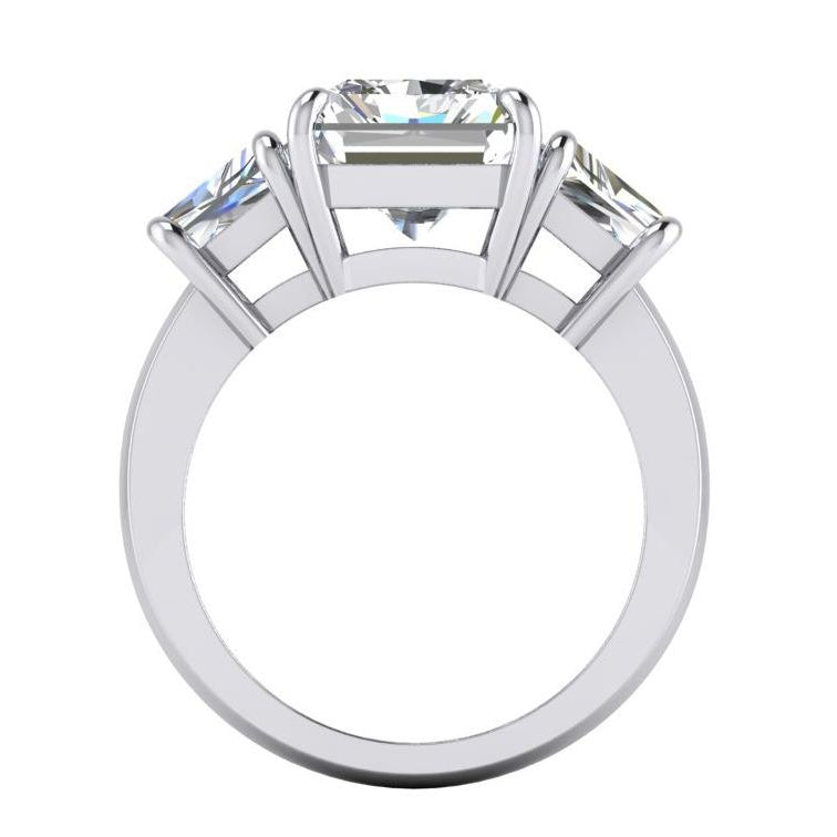 7 Carats Radiant Lab Grown Diamond 3 Stone Engagement Ring Gold White