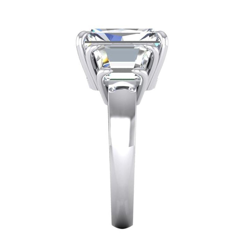 7 Carats Radiant Lab Grown Diamond 3 Stone Engagement Ring Gold White