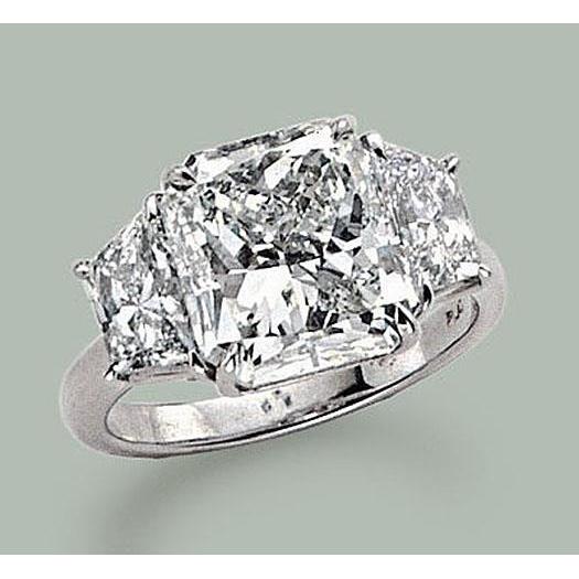 7 Carats Radiant Lab Grown Diamond 3 Stone Engagement Ring Gold White