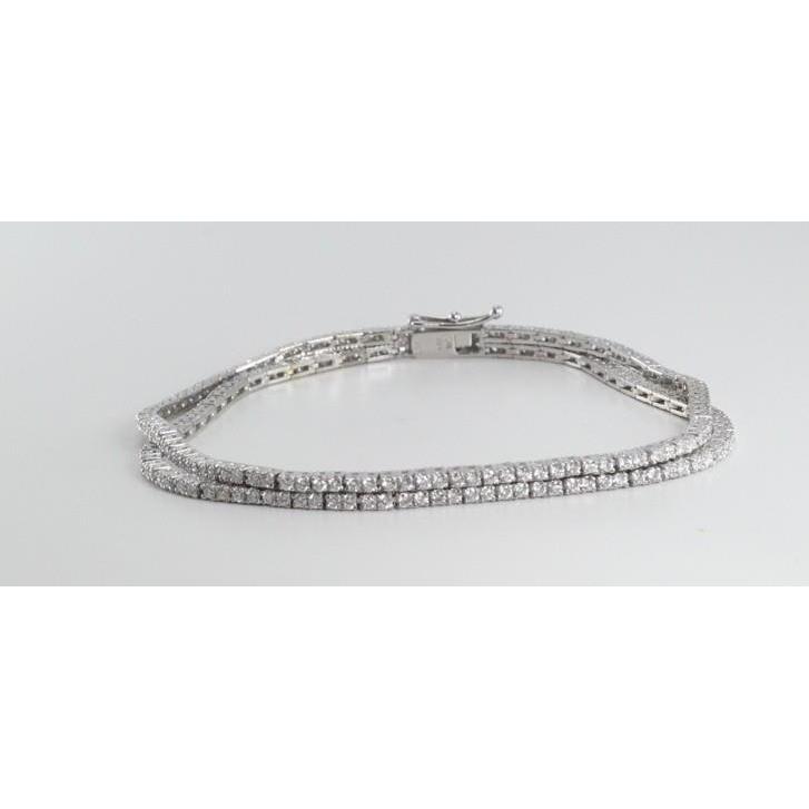 8.00 Carats Round Cut Double Row Diamonds Lady Bracelet Wg 10K Tennis Bracelet