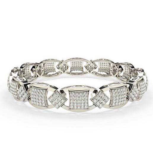 8.20 Carats Sparkling Diamonds Link Men Bracelet White Gold 14K Mens Bracelet