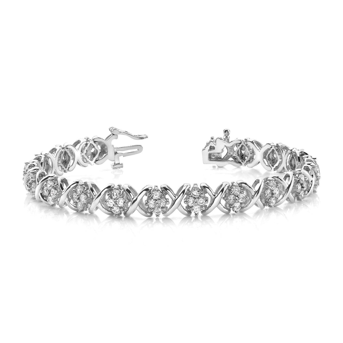 8 Carats White Gold 14K Round Cut Diamond Tennis Fine Bracelet Tennis Bracelet