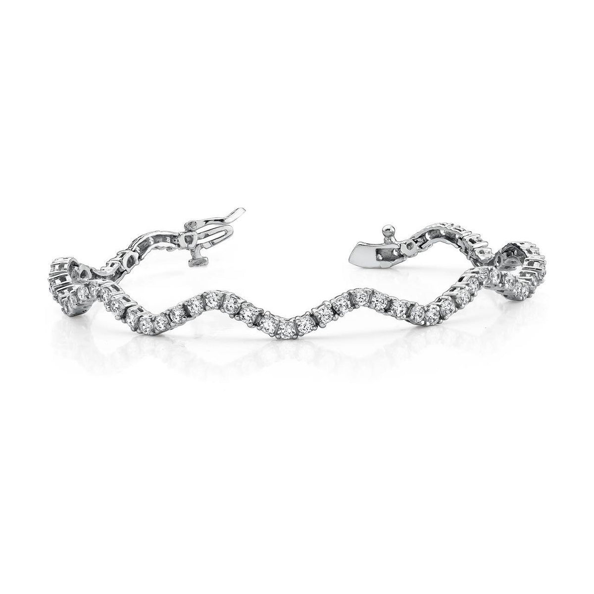6.50 Ct Gorgeous Round Cut Diamonds Winding Road Bracelet White Gold 14K Tennis Bracelet