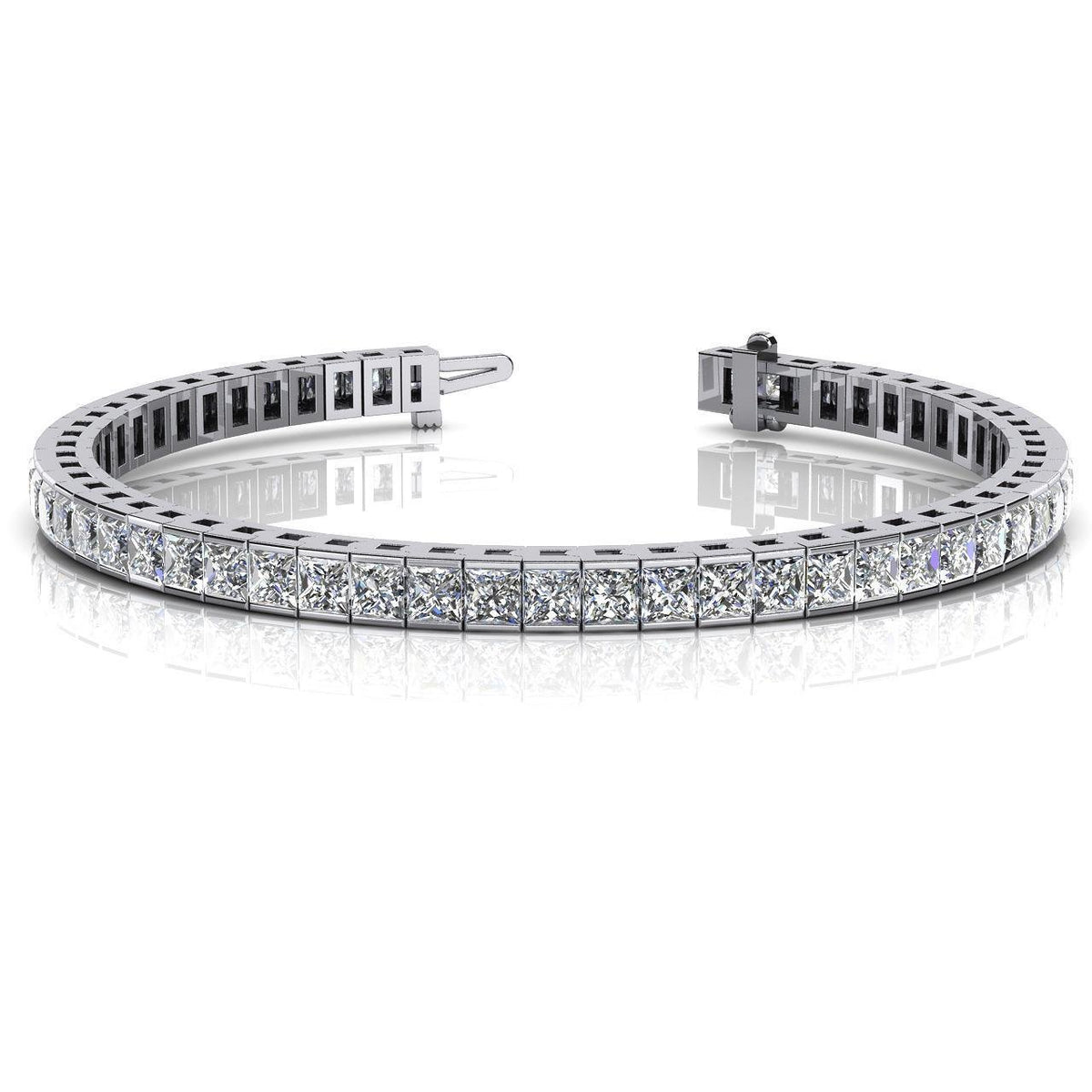 14 Ct Princess Cut Diamond Tennis Bracelet Solid White Gold Jewelry Tennis Bracelet
