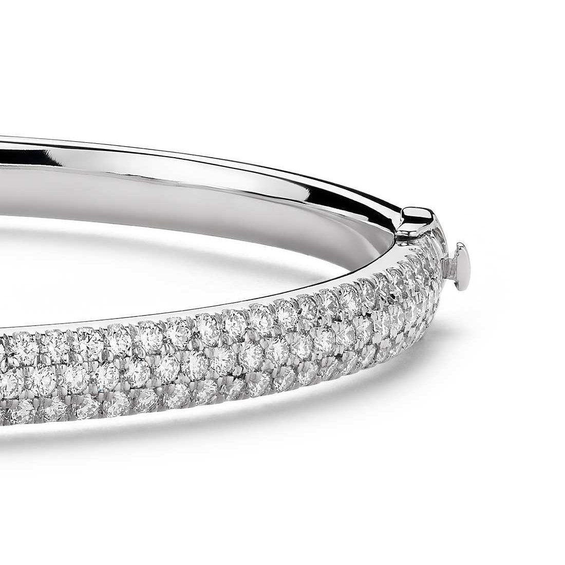9 Ct Round Diamond Bangle Bracelet 14K White Gold Bangle