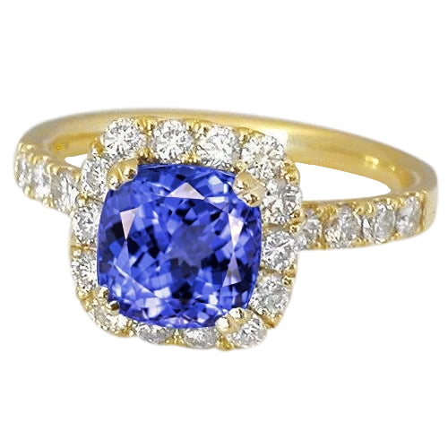Sparkling Tanzanite And Diamonds Ring Gold Yellow