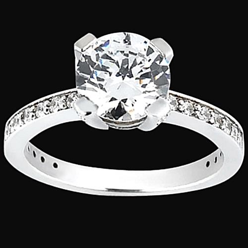 High Quality Twisted Sparkling Solitaire Ring with Accents White Gold Diamond