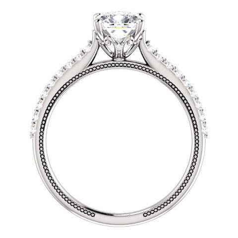Cushion Brilliant Engagement White Gold Diamond Solitaire Accents