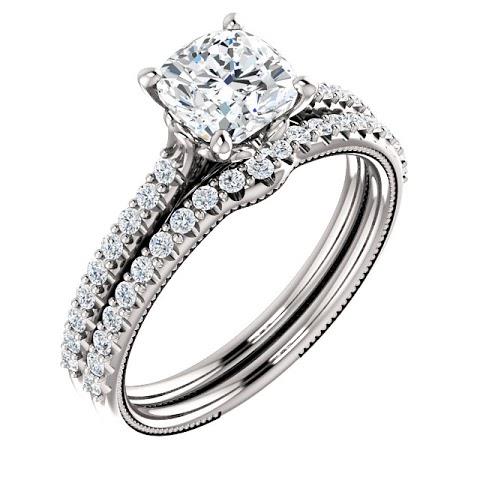 Engagement White Gold Diamond Solitaire Ring with Accents