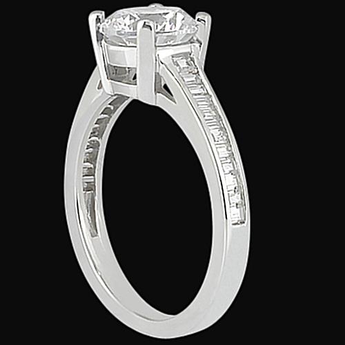Unique Solitaire Ring with Accents White Gold Diamond