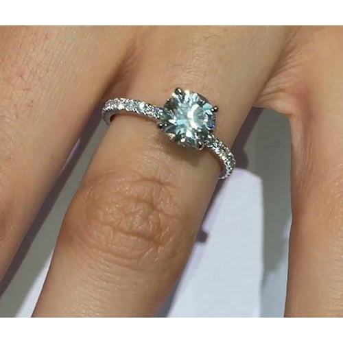 Engagement Platinum Solitaire Ring with Accents