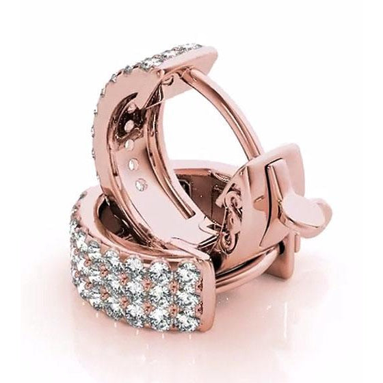 Hoop Earrings Diamond Hoop Earrings Rose Gold 2.40 Carats