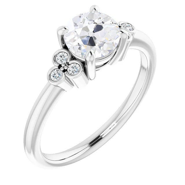 Wedding Anniversary White gold Ring With Accents Old Miner Diamond