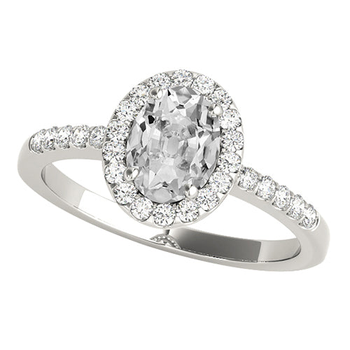 14K Gold Halo Ring With Accents Oval Old Miner