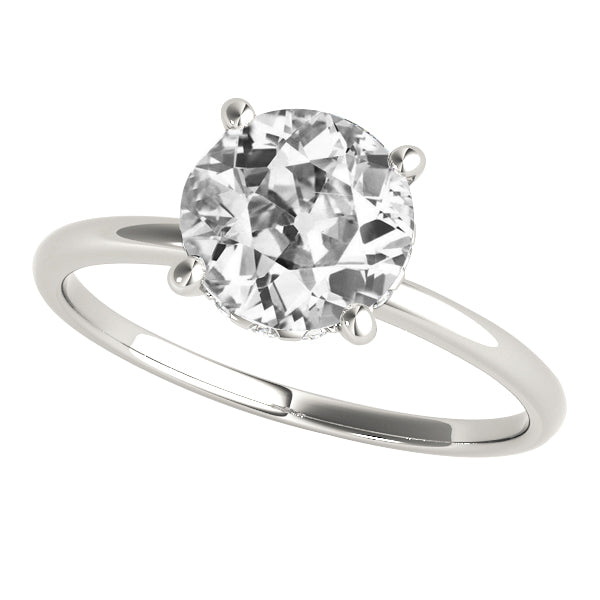 Fancy Lady’s Old Miner Diamond Solitaire Wedding Ring Prong Set