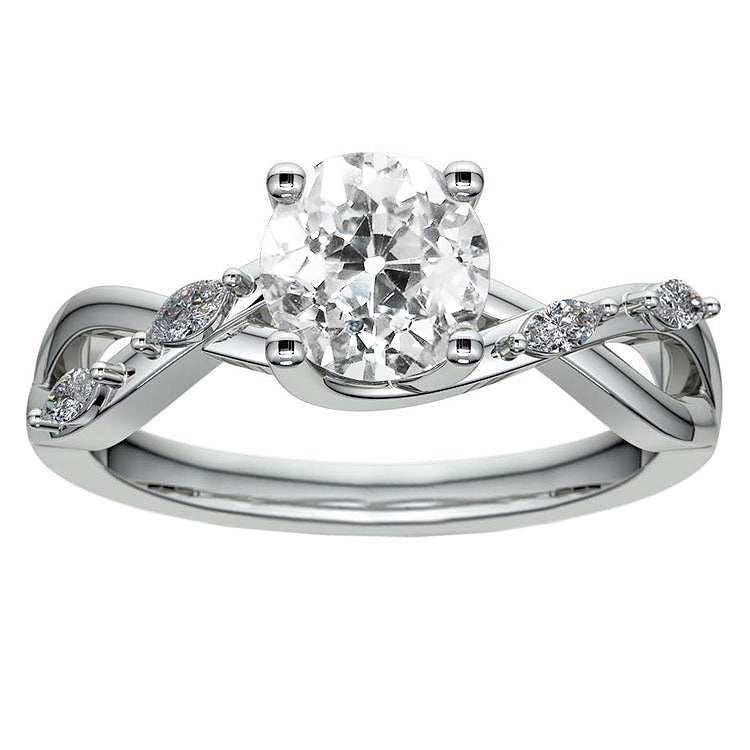 Round Shaped Ring Twisted Style Marquise Old Miner Diamonds 3 Carats