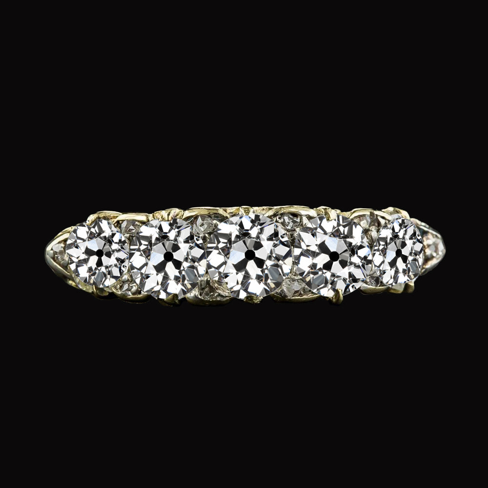 Women's Wedding Anniversary Yellow Gold Band Round Old Miner Diamond