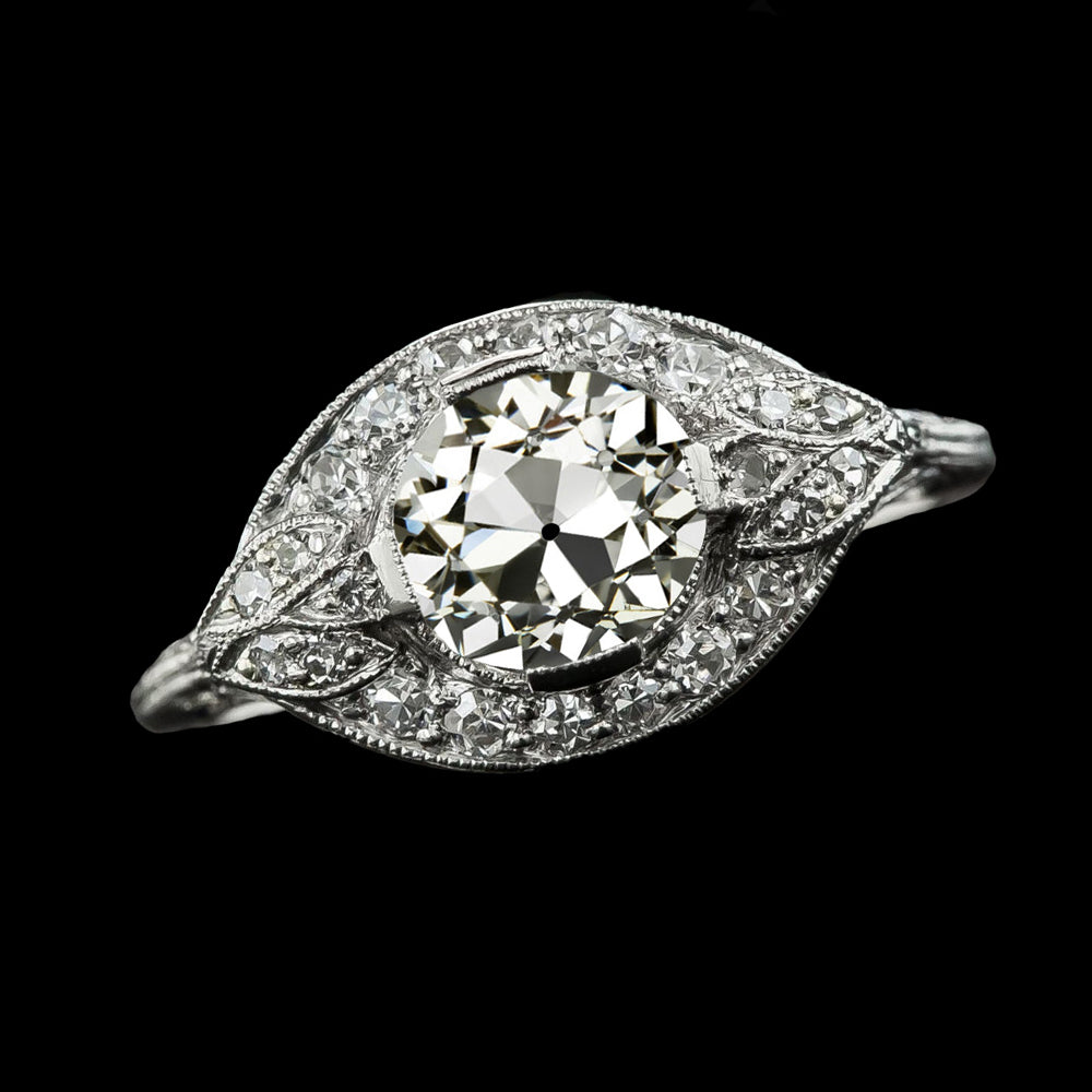 Anniversary Halo Ring Old Cut Round Diamonds Gold Jewelry