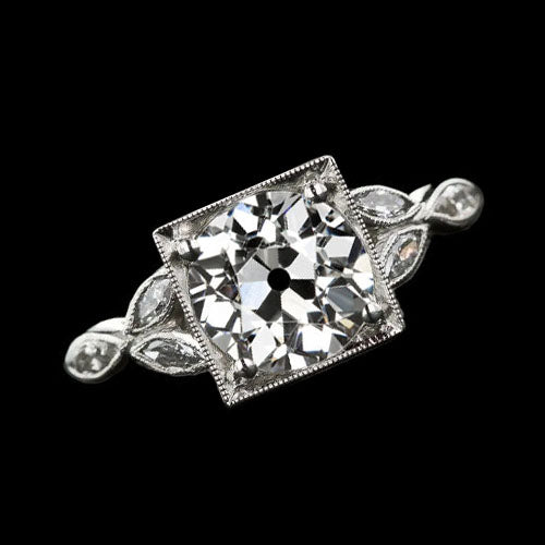 Anniversary Ring Marquise & Round Old Miner square Diamond Ring