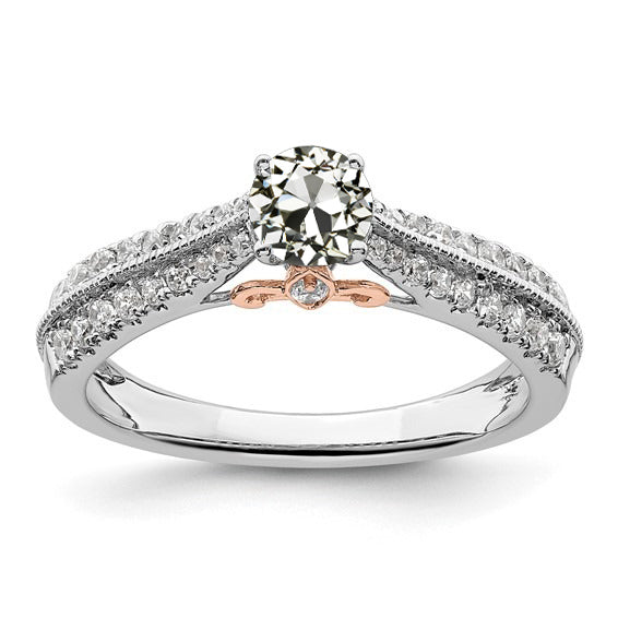 Ladies Wedding White Gold Anniversary Ring Old Miner Diamond