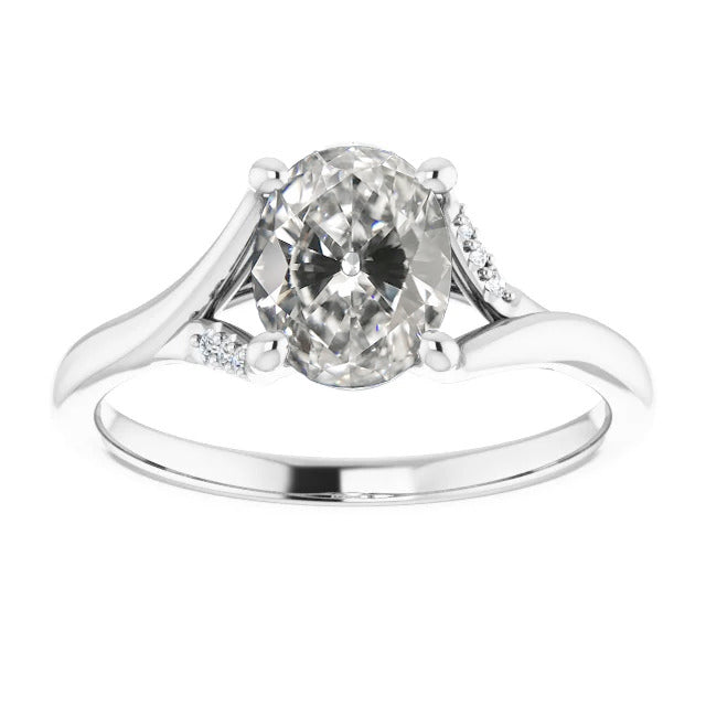 Sparkling Unique Lady’s Engagement White Gold Ring Old Miner Cut Diamond