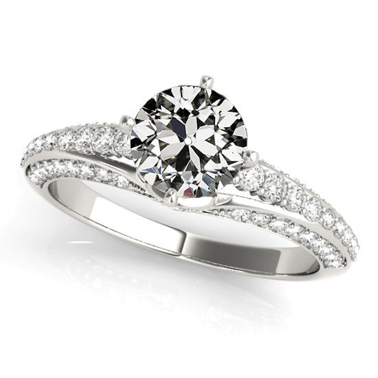 Ladies Wedding White Anniversary Ring Round Old Cut Diamond