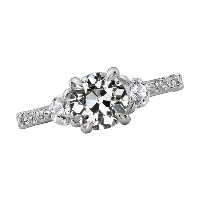 Lady’s Twisted Sparkling Unique Engagement White Gold Anniversary Ring Anniversary Ring Old Miner Cut Diamond Prong Set