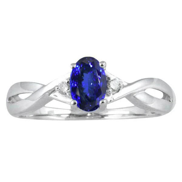 Antique Style Oval Tanzanite And Round Natural Earth Mined Diamonds 1.60 Carats Ring