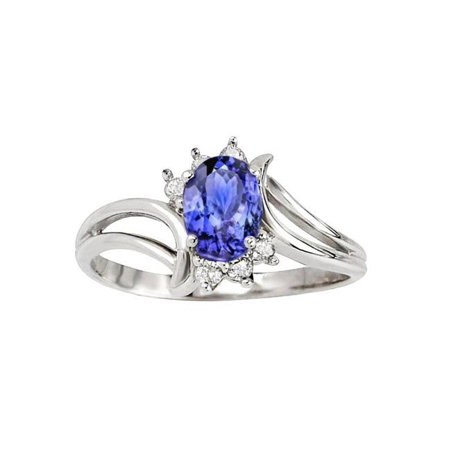 Lady’s Brilliant Engagement Antique Style Oval Tanzanite Diamonds