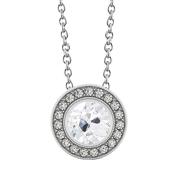 natural round diamond 3.50ct pendant front view