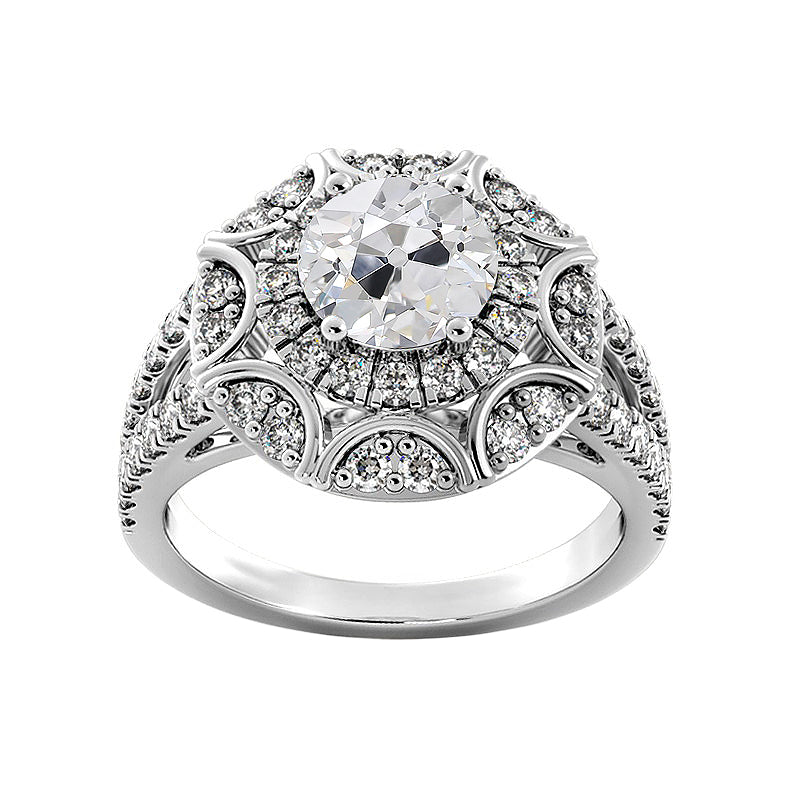 Halo Old Miner Round Diamond Ring