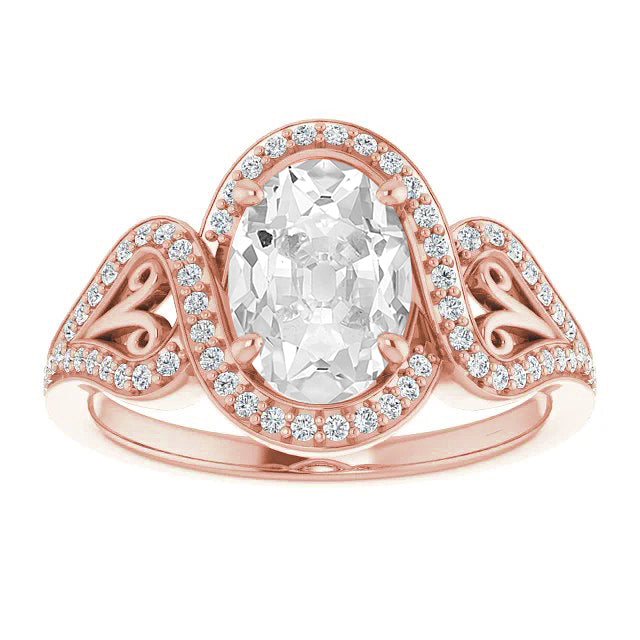 Antique Style Oval Old Miner Diamond Ring