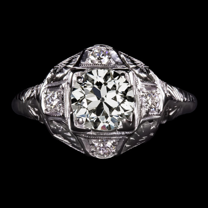 Antique Style Lady’s Ring Round Old Mine Cut Diamond 3 Carats