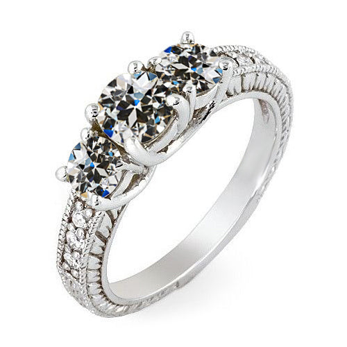 Sparkling Unique ladies Engagement White Gold Miner Cut Diamond Anniversary Ring