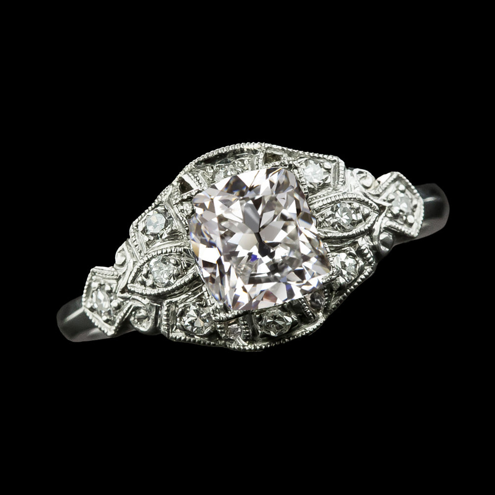 Antique Style Round Old Miner Diamond Ring